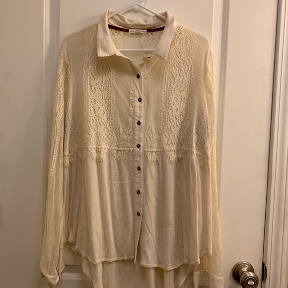 Cream lace button down - Picture 2 of 2